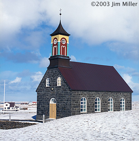Hvalsneskirkja in the Snow ©2003 Jim Miller - Canon Elan 7e, EF 50mm Macro f2.5, Fuji Sensia 100